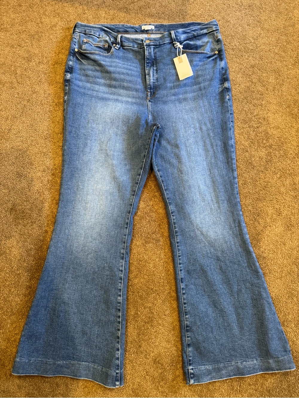 Good American Jeans Plus Size 24 Good Legs Flare Denim Indigo Blue